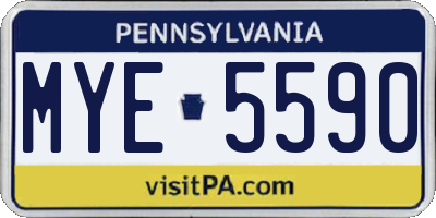 PA license plate MYE5590