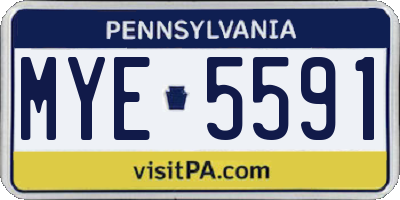 PA license plate MYE5591