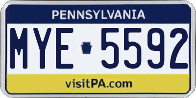 PA license plate MYE5592