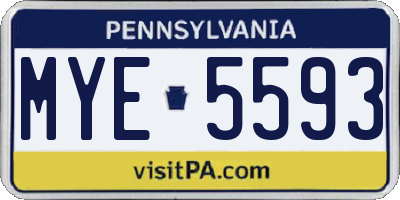 PA license plate MYE5593