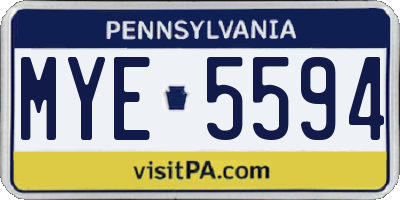 PA license plate MYE5594