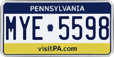 PA license plate MYE5598