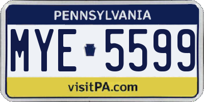 PA license plate MYE5599