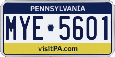 PA license plate MYE5601