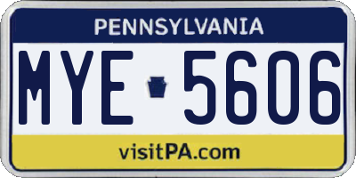 PA license plate MYE5606