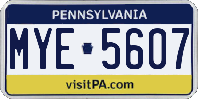 PA license plate MYE5607