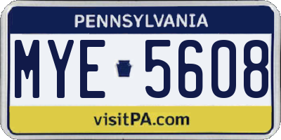 PA license plate MYE5608