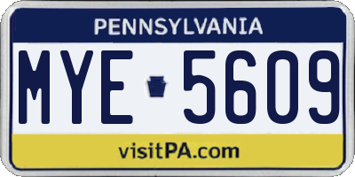PA license plate MYE5609