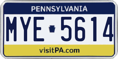 PA license plate MYE5614