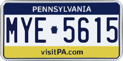 PA license plate MYE5615