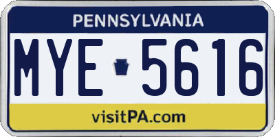 PA license plate MYE5616