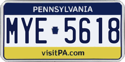 PA license plate MYE5618
