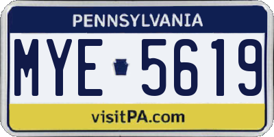 PA license plate MYE5619