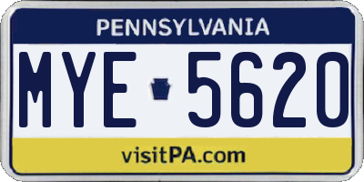PA license plate MYE5620