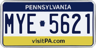 PA license plate MYE5621