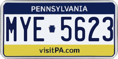 PA license plate MYE5623