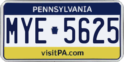PA license plate MYE5625