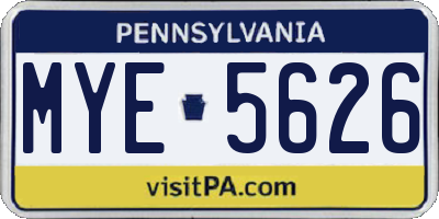 PA license plate MYE5626