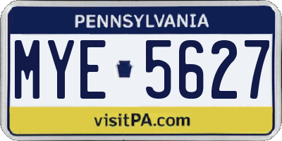 PA license plate MYE5627