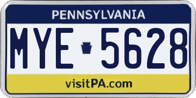 PA license plate MYE5628