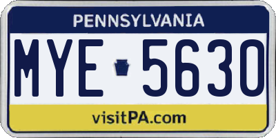 PA license plate MYE5630