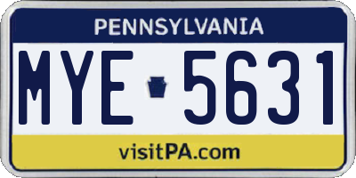 PA license plate MYE5631