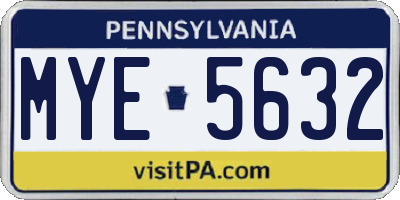 PA license plate MYE5632