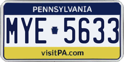 PA license plate MYE5633