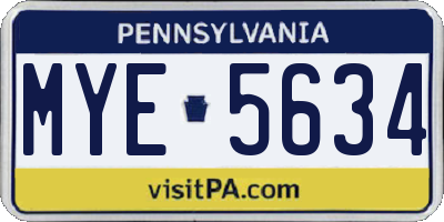 PA license plate MYE5634