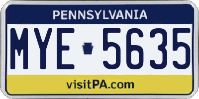 PA license plate MYE5635