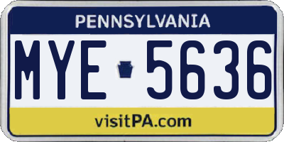 PA license plate MYE5636