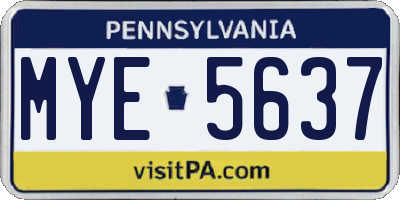 PA license plate MYE5637