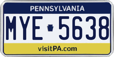 PA license plate MYE5638
