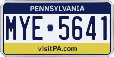 PA license plate MYE5641