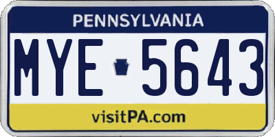 PA license plate MYE5643