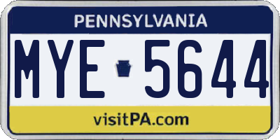 PA license plate MYE5644