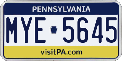 PA license plate MYE5645