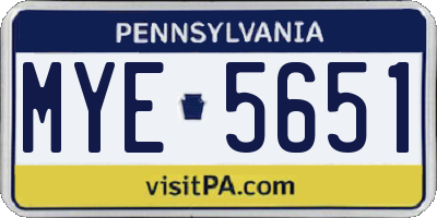 PA license plate MYE5651