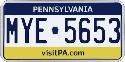 PA license plate MYE5653