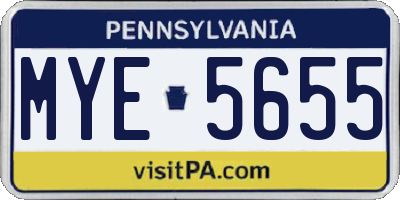 PA license plate MYE5655