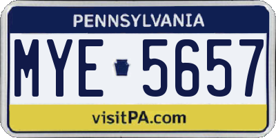 PA license plate MYE5657