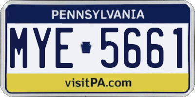 PA license plate MYE5661