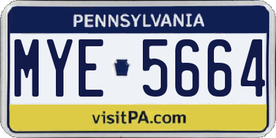 PA license plate MYE5664