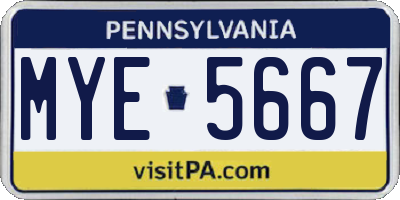 PA license plate MYE5667