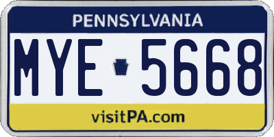 PA license plate MYE5668
