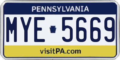 PA license plate MYE5669