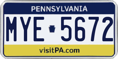 PA license plate MYE5672