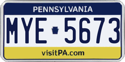 PA license plate MYE5673