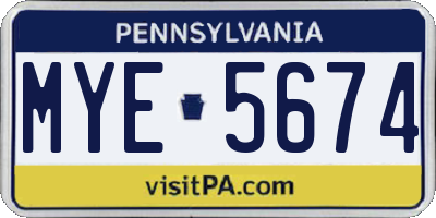 PA license plate MYE5674