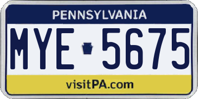 PA license plate MYE5675